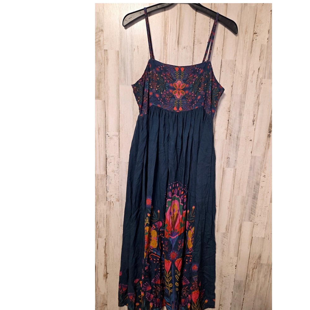 Natural Life size M Boho Spaghetti Strap Smocked Sundress maxi Dress Floral
